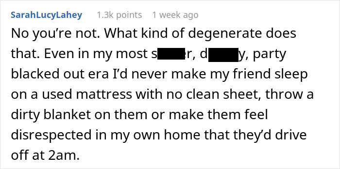 Text about visiting a boyfriend's untidy bed, raising issues of respect and cleanliness in relationships.