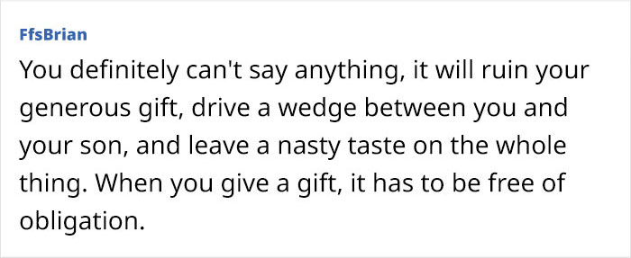 MIL Is Upset Her Son Shared His Gift With His Wife: "I Meant The Gift To Be Just For Him"