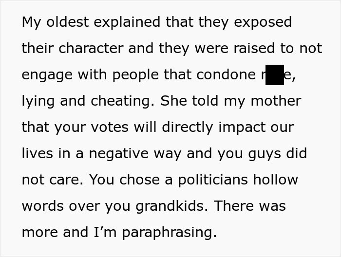 Grandparents Pressure Son To Cut Kids Off Until They Come To Family Events After Election Grandparents Pressure Son To Cut Kids Off Until They Come To Family Events After Election