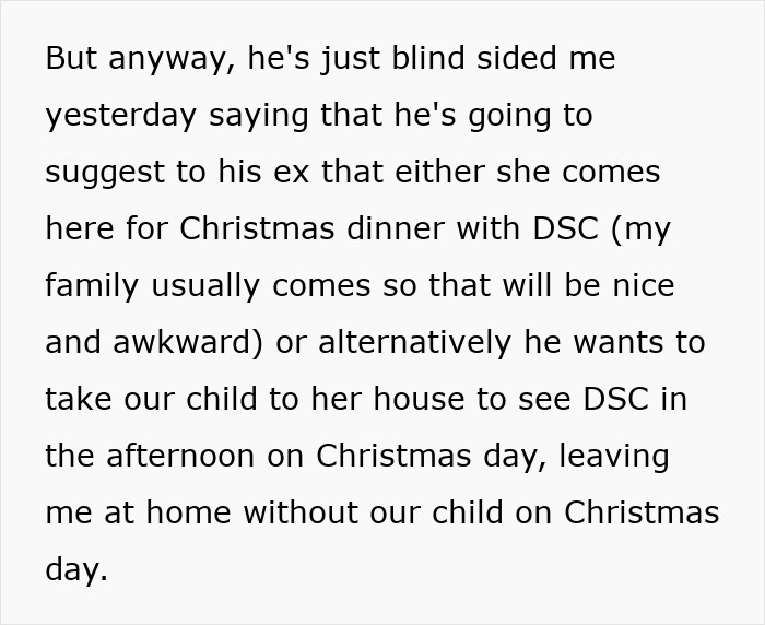 Hubby Suggests Wife Stay At Home While He Spends Xmas With His Ex And Their Kids, Wife Flabbergasted
