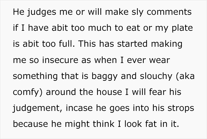 Woman Asks For Advice After Husband Tries To Control What She Eats, Gets A Reality Check