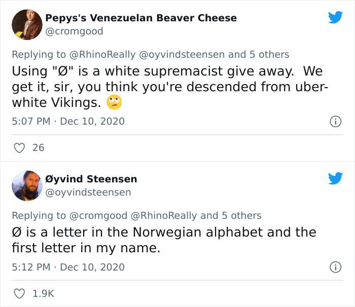 Tweet exchange illustrating hilariously cringe posts with unshakable confidence gone awry.