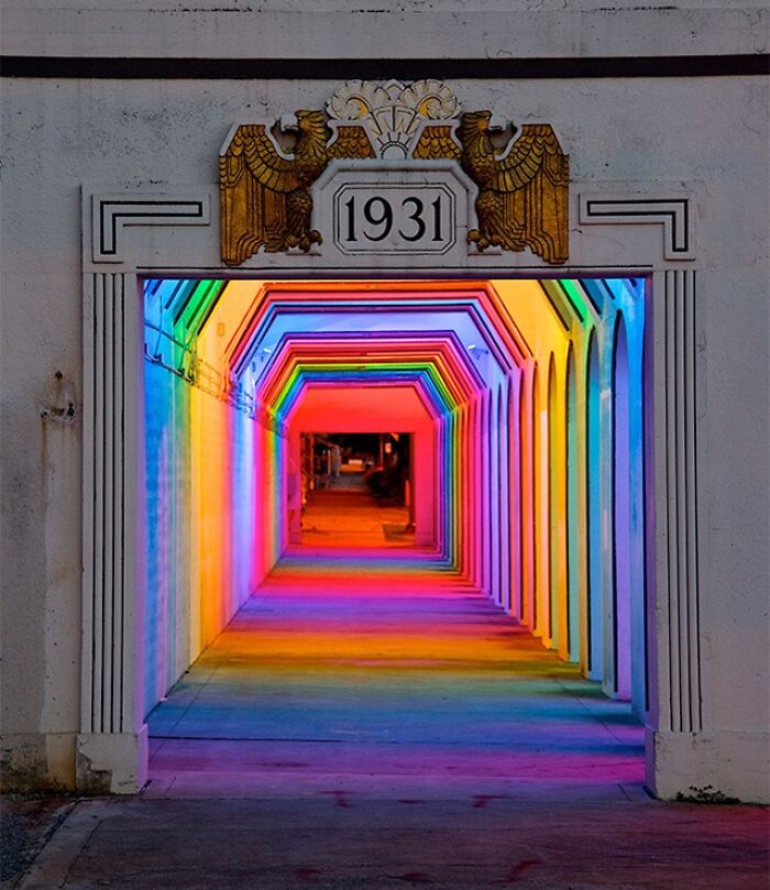 Rainbow Lights Installed Inside Railroad Underpass Built In The 1930's