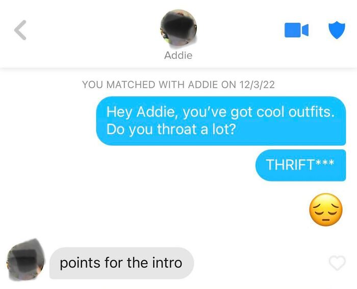 Awkward text message exchange discussing outfits with a humorous typo correction.