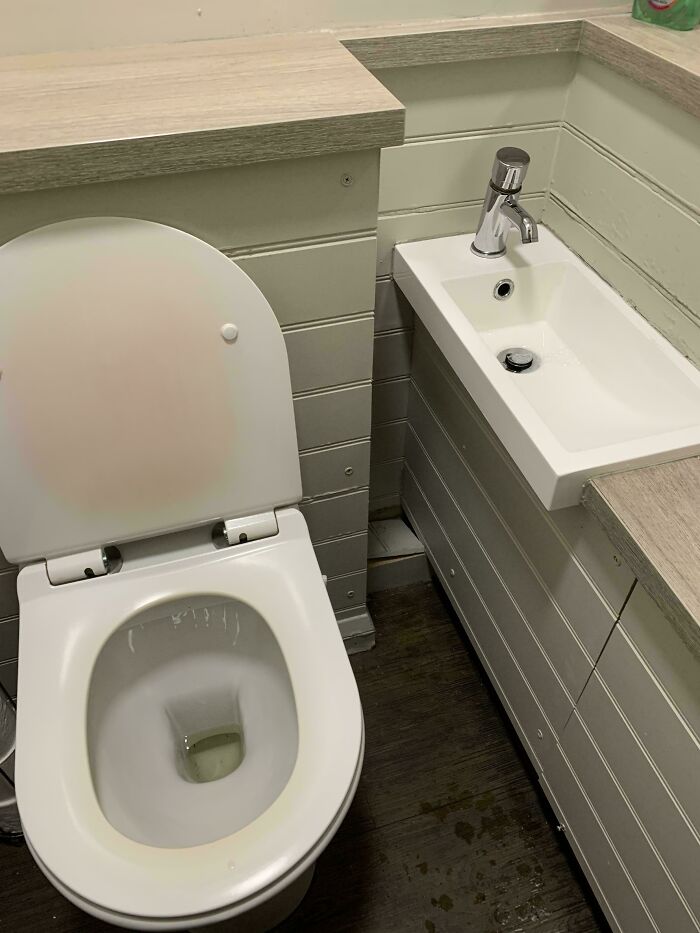 You Have To Either Lean Over The Toilet Or Wedge Yourself In The Dirtiest Part Of The Bathroom