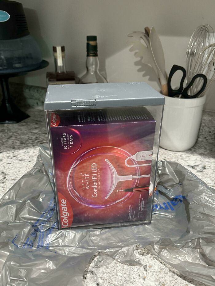 Walmart Forgot To Take My Teeth Whitening Kit Out Of The Security Box. Don’t Know How To Get Inside This Bad Boy Without Breaking The Kit Inside