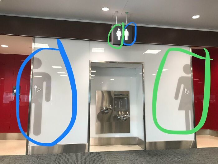 Just Watched A Guy Go Into The Wrong Bathroom At Toronto Pearson Airport. He Was Looking At The Top Sign