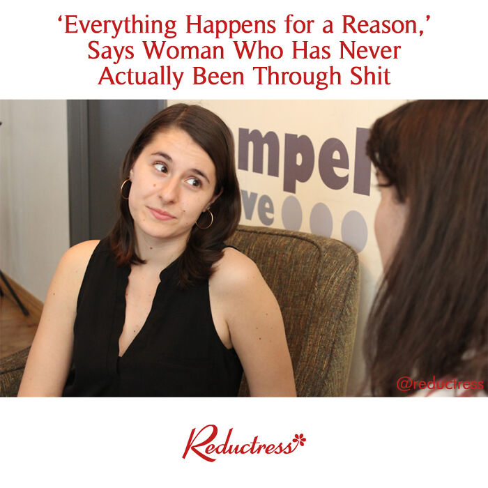 Woman with skeptical expression in a humorous conversation, illustrating fake headlines with truth.