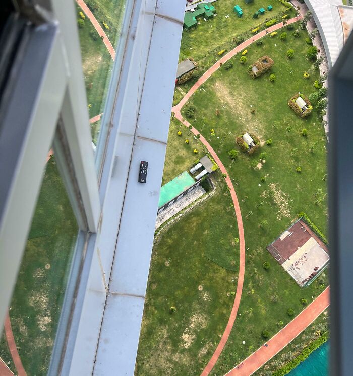 Where My Soundbar’s Remote Ended Up After Wife Shook A Cloth Outside Of A Condo Window