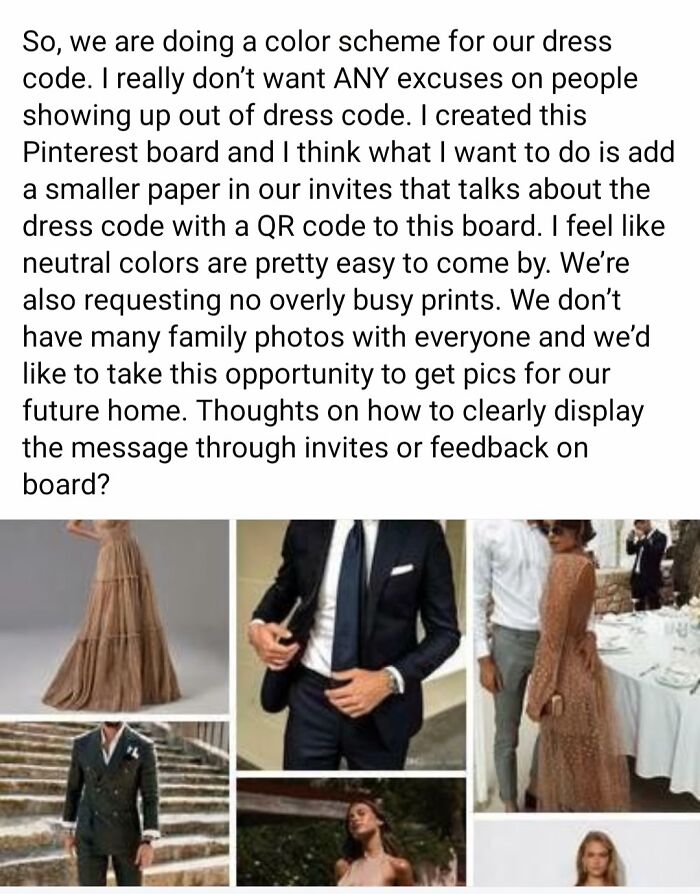 Since When Was It Ok For The Couple To Dictate What People Wear