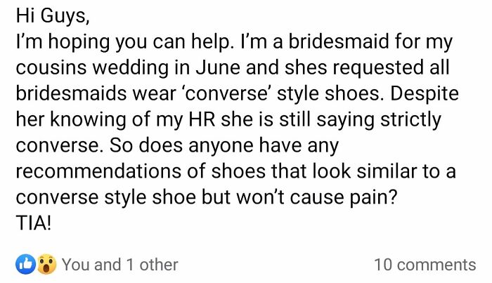 A Bride Is Insisting Her Bridesmaid All Wear Converse Sneakers, Even The Ones Who Physically Can't
