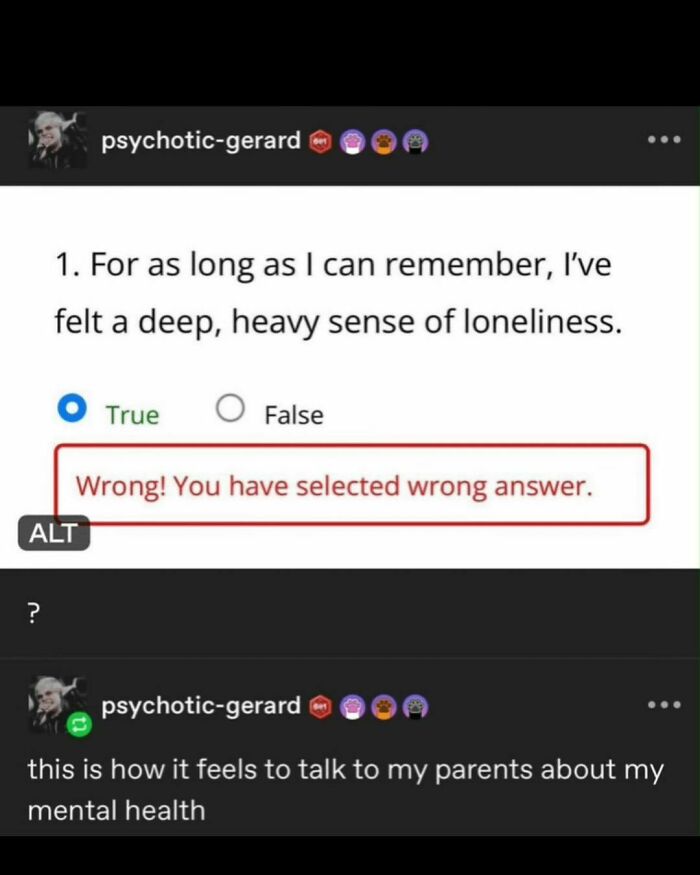 Funny meme about feeling misunderstood while discussing mental health.