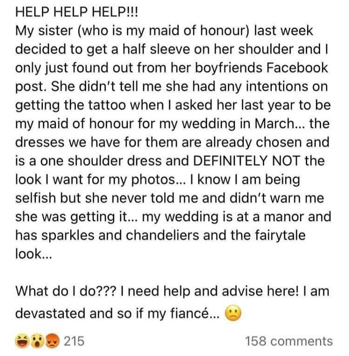 God Forbid Her Sister Getting A Tattoo Before The Wedding!