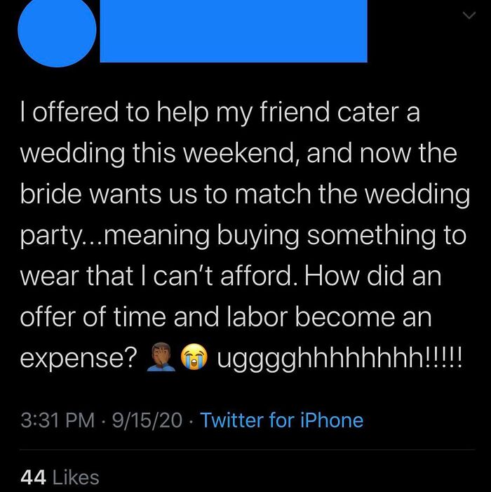 Bride And Groom Ask Friends For Free Labor And Food And Then Demand That They Buy Special Clothing To Wear At The Wedding