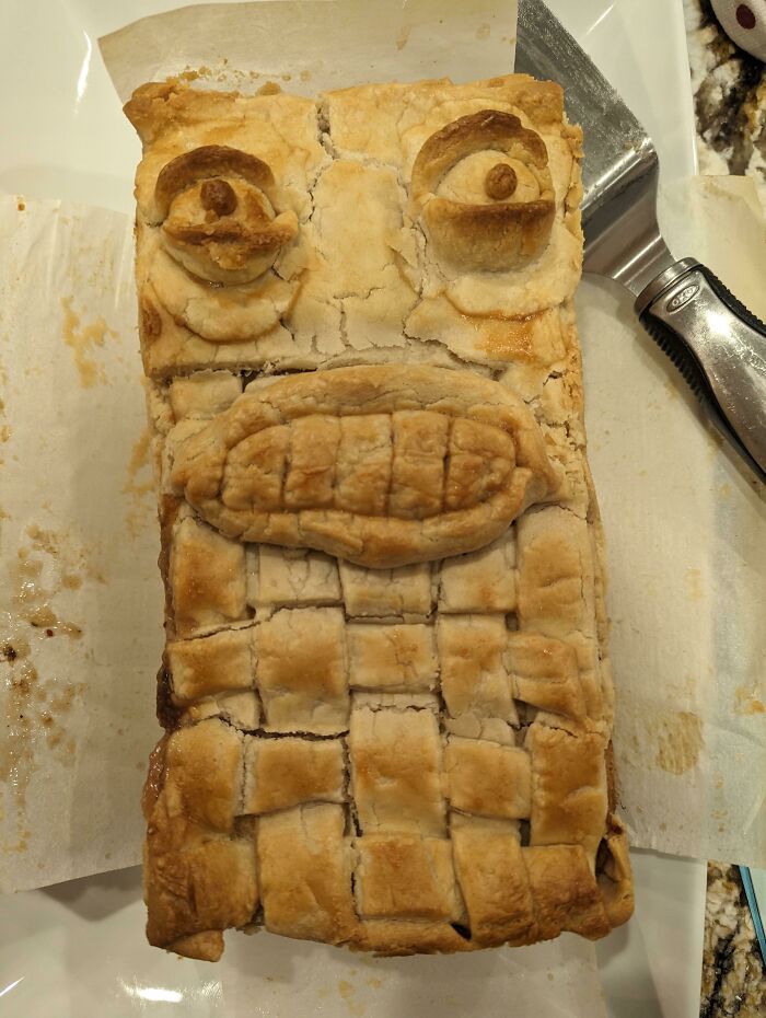 Made A Meat Pie With Leftovers From Thanksgiving. I Think He's Cute