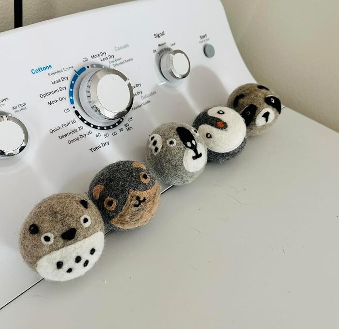 It's Laundry Day, And The Cute Dryer Ball Characters Are Here To Ligten The Mood