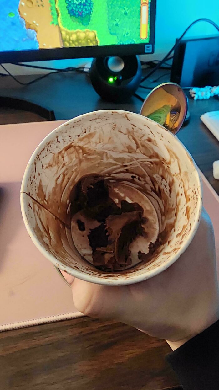 Cup with insufficiently mixed ingredients illustrates weaponized incompetence in a casual setting.