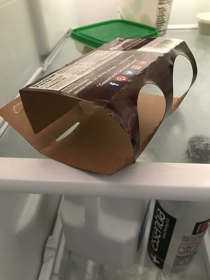 Empty carton left in fridge, illustrating weaponized incompetence.