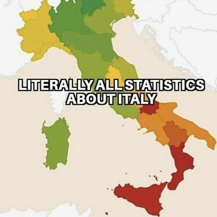 Map of Italy with colorful regions and bold text highlighting various statistics.