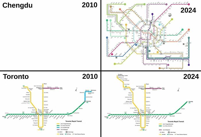 Map Above Shows Just How Successful Chengdu, China Has Been At Growing Their Metro System