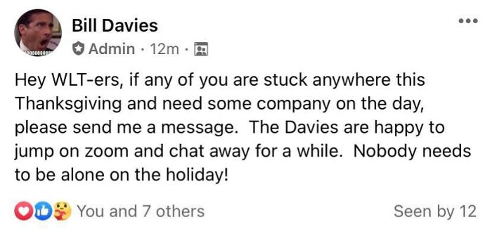 One Of My Professors Making Sure Nobody Is Alone For Thanksgiving