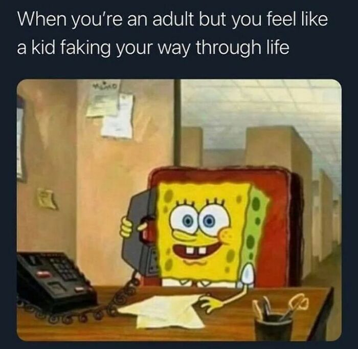 SpongeBob meme humorously highlights relatable mental health experiences with adulting.
