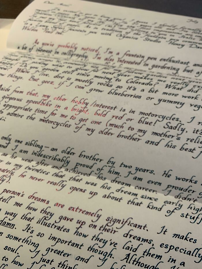 Elegant handwritten letter showcasing beautiful handwriting skills.
