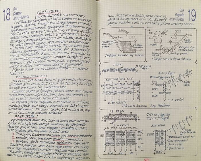 Notebook pages displaying intricate handwriting and technical drawings, exemplifying gold medal-worthy penmanship.