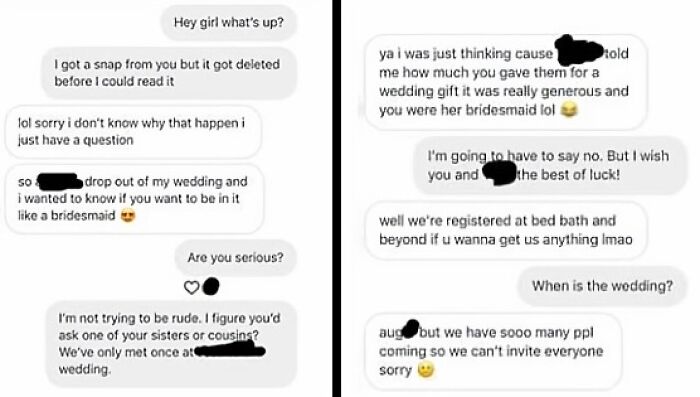Beggar Bride Asks Stranger To Be Bridesmaid Because She Gives Expensive Gifts - From Wedding Shaming Fb Page