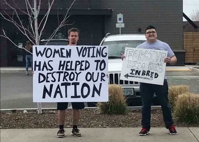 The Guy On The Left Has Had A Slew Of Signs Like This