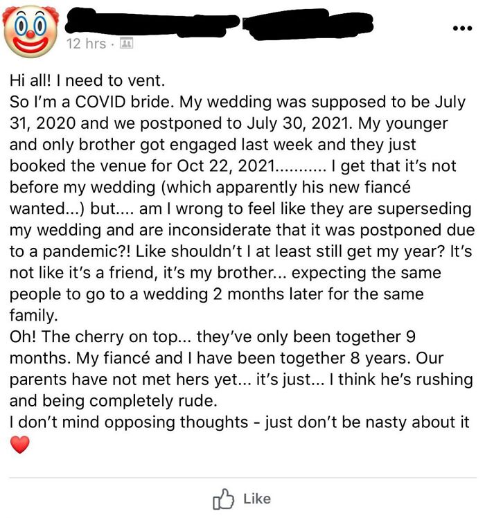 How Dare Someone Else Get Married During A Covid Bride’s Wedding Year!!!
