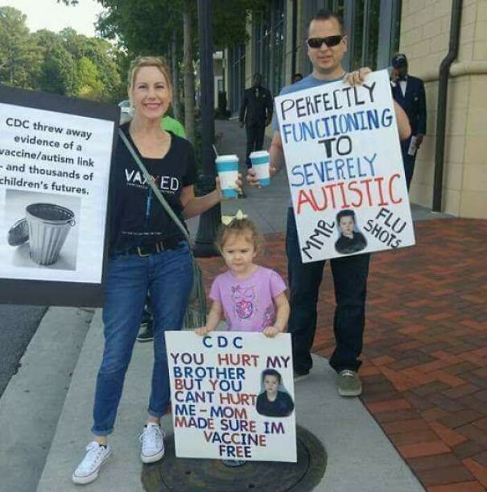 Having Your Daughter Hold Up Anti-Vaxx Signs