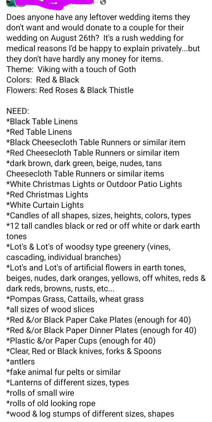 Help Provide A Very Detailed Wedding For A Needy Couple On The Fly