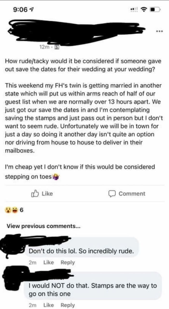 Sounds Like A Great Idea To Save A Few Cents! May Save Even More When The Twin And His New Bride Don’t Come To Your Wedding!