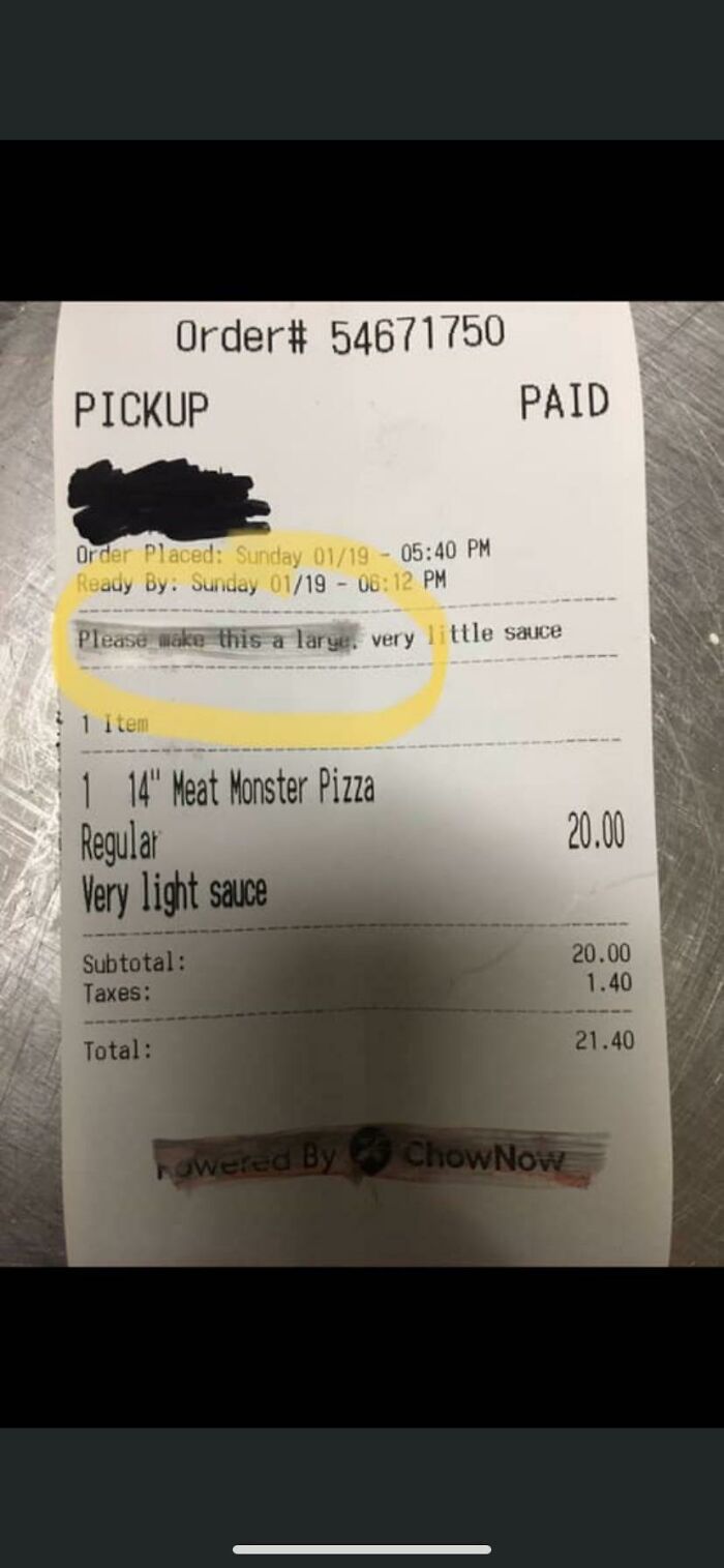 Someone Ordered And Paid For A Medium Pizza At Our Work And Asked Us To Make It A Large In The Notes