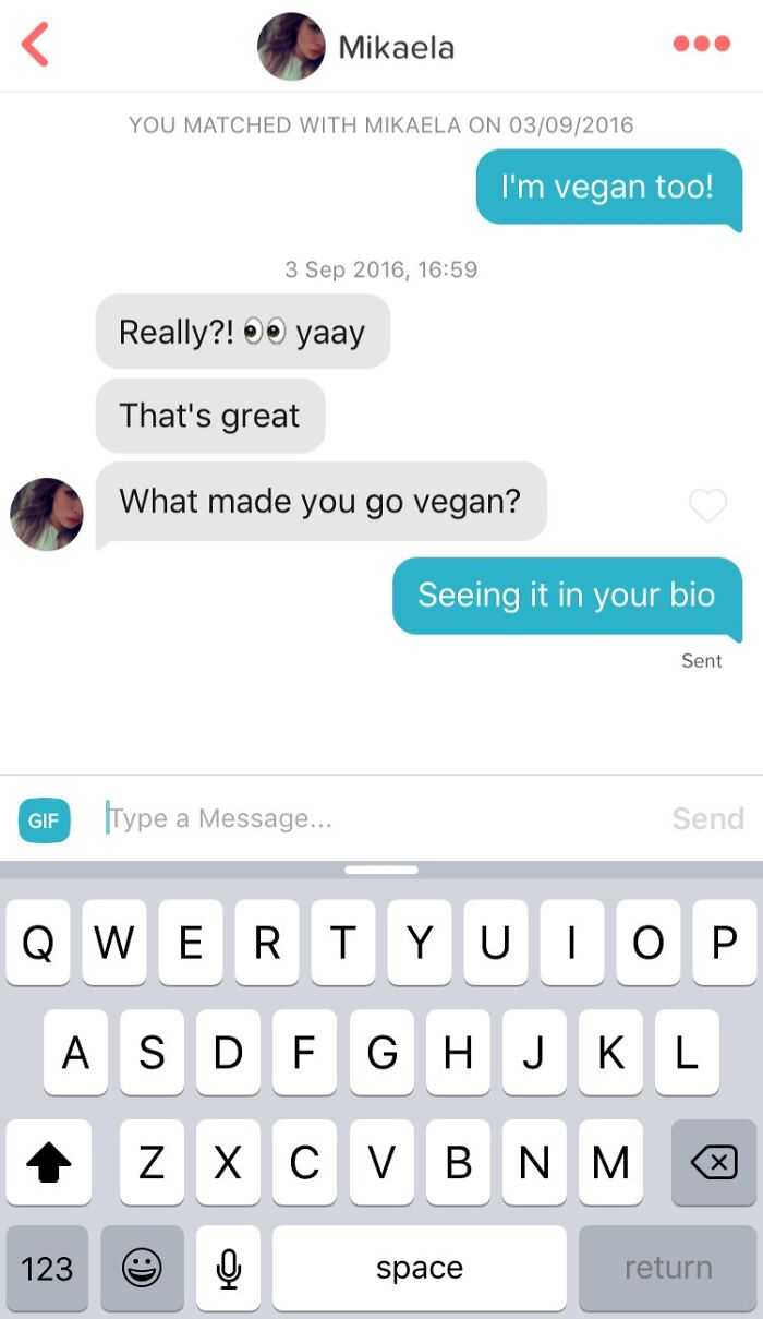 Humorous Tinder post featuring playful chat and emoji reactions.