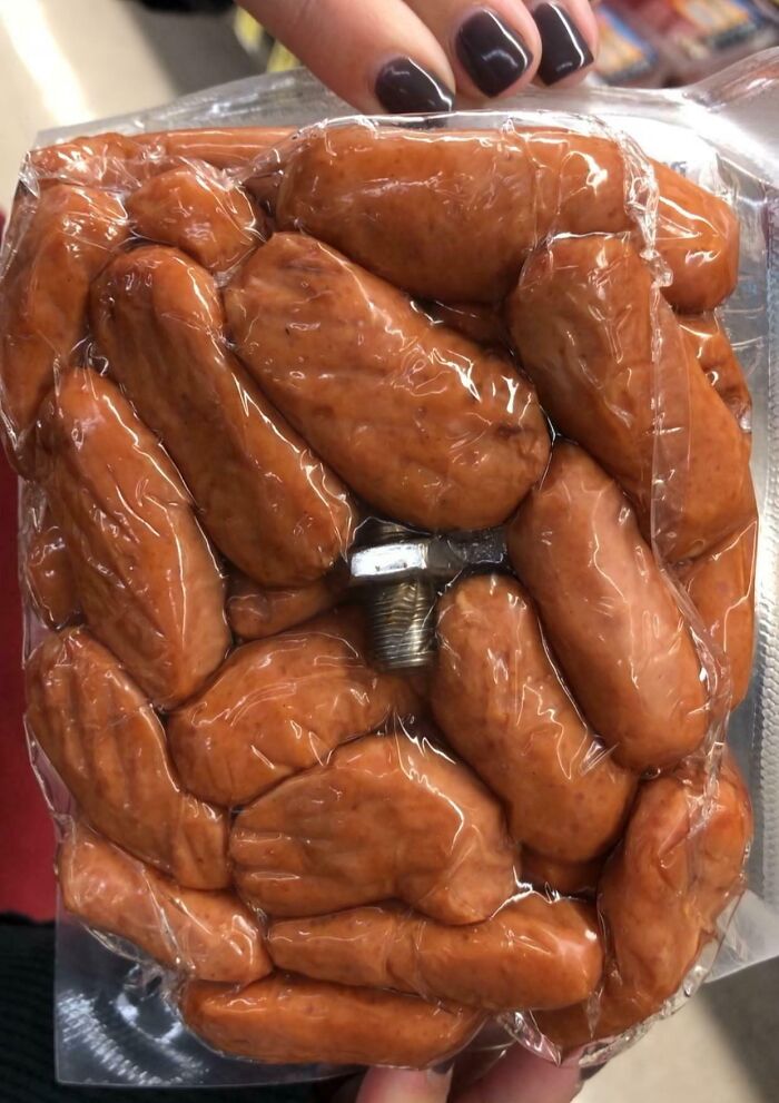 Bolt Sealed Inside New And Unopened Pack Of Mini Wieners