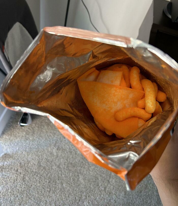 Paper Towel Inside New Cheeto Bag