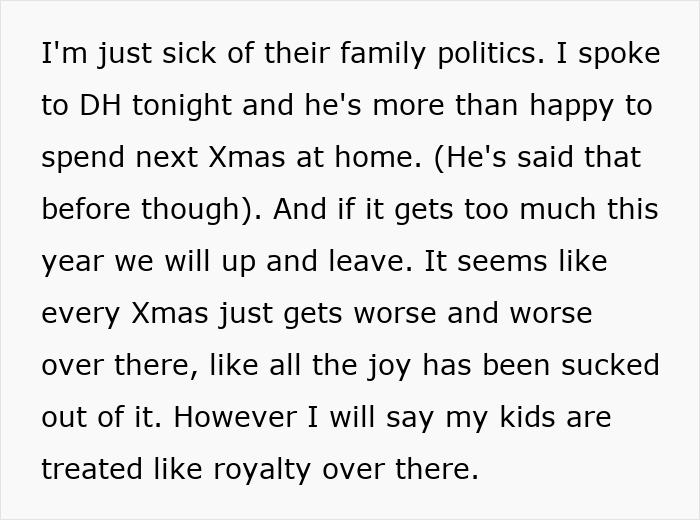 Woman Despises Idea Of Spending Another Xmas With Husband’s Toxic Family, Hubby Says Stay Home Woman Despises Idea Of Spending Another Xmas With Husband’s Toxic Family, Hubby Says Stay Home