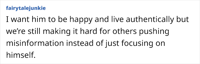 Comment discussing happiness and misinformation related to a rock singer's detransition. Comment discussing happiness and misinformation related to a rock singer's detransition.