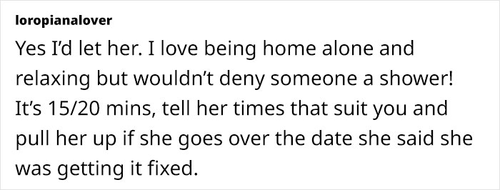 Woman Complains About Neighbor Asking To Use Her Shower, Internet Isn’t Sympathetic Woman Complains About Neighbor Asking To Use Her Shower, Internet Isn’t Sympathetic