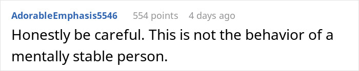 Comment discussing HOA president's behavior, warning about stability concerns.