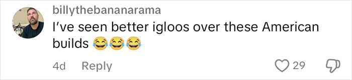 A viewer commenting on the poor condition of a $1,600,000 home built 2 years ago with laughing emojis.