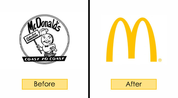 McDonald's logo redesign showing a transition from vintage style to modernized golden arches.