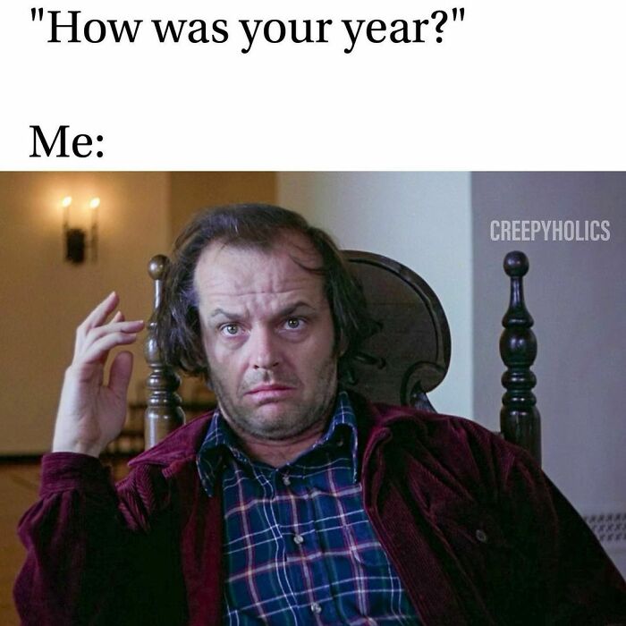 Man with a bewildered expression in a meme blending horror and humor.