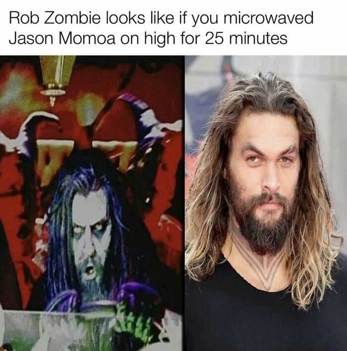 Humorous meme comparing a rocker to an actor with a twist of horror theme.