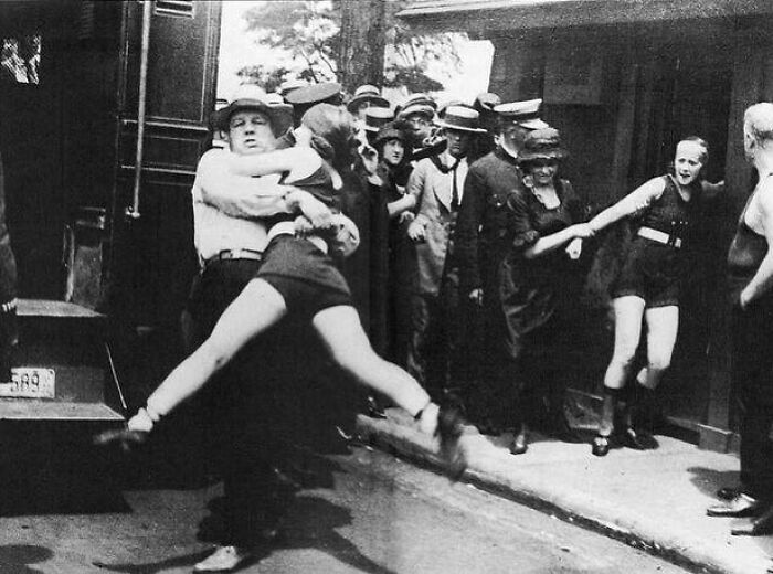 Women In Chicago Being Arrested For Wearing One Piece Bathing Suits Without The Required Leg Coverings, 1922