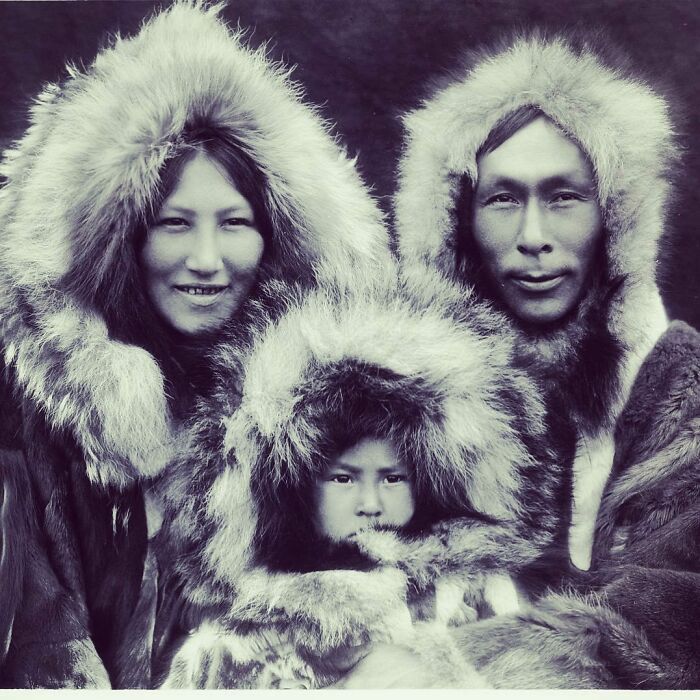 Portrait Of An Inupiat Family From Noatak, Alaska. Circa 1929