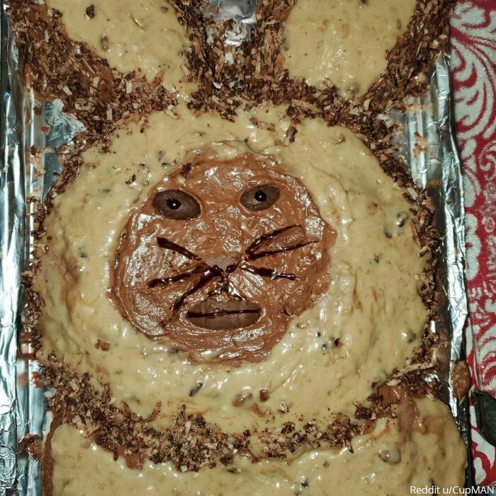 "Easter Cake My Friend's Mom Made. Those Eyes Rub Me The Wrong Way."⁠