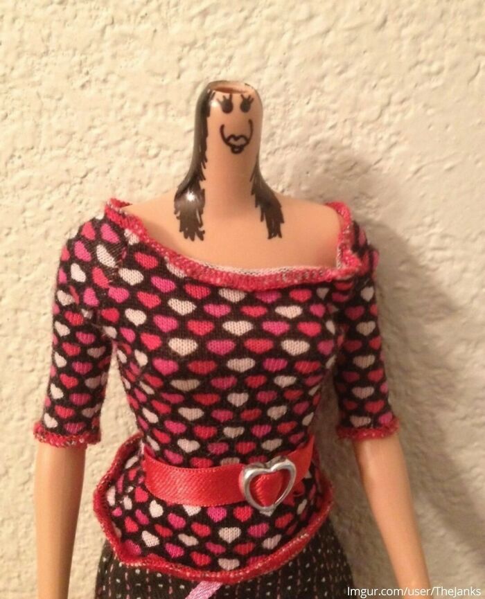 "My Daughter Fixed Her Cousin's Barbie After The Head Popped Off And Would Not Reattach."⁠